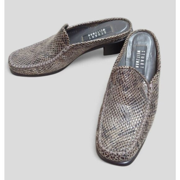 Stuart Weitzman Womens 6.5 AA  Shoes Alligator Slide Slip On Mule Heel Old Money - Picture 1 of 9